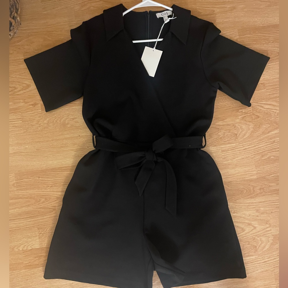 Black Cos play suit with tie waist